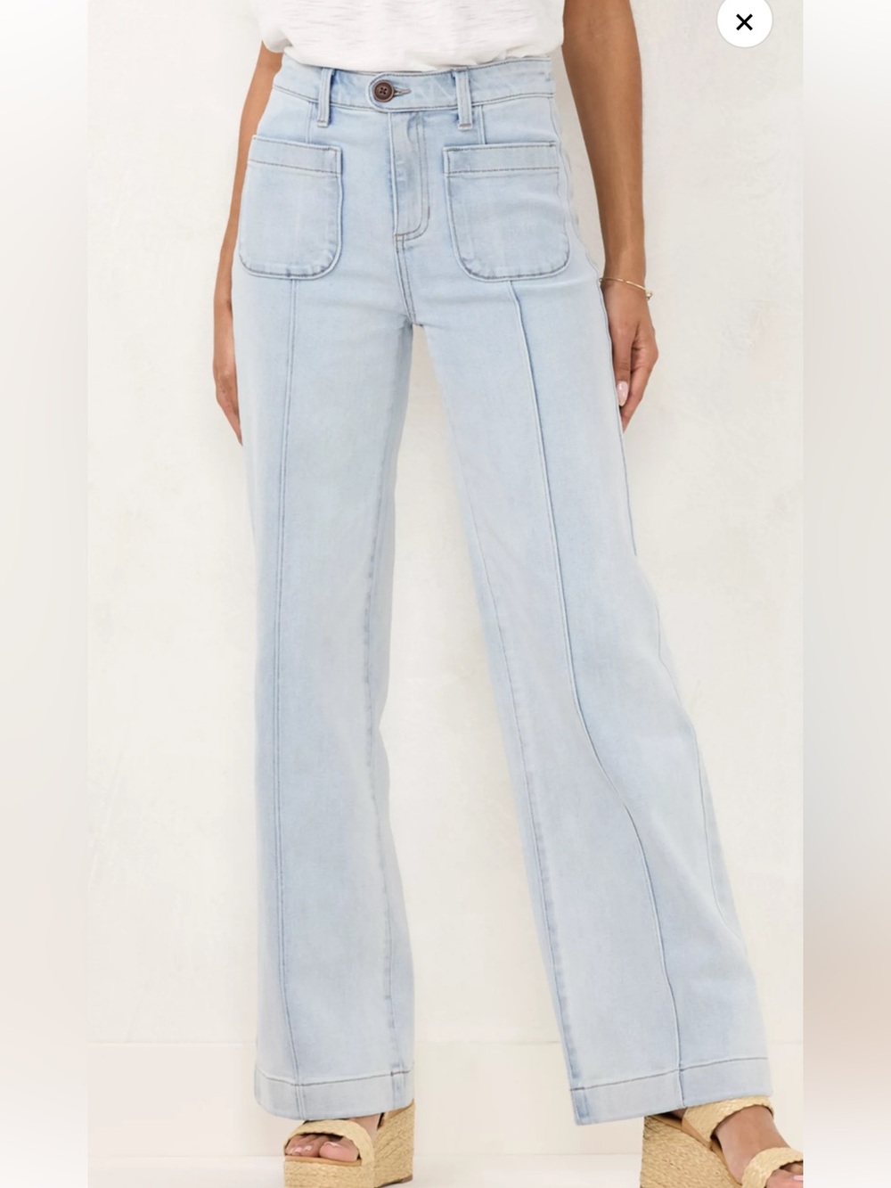 LC Lauren Conrad Light Blue Wide-Leg Patch Pocket Jeans